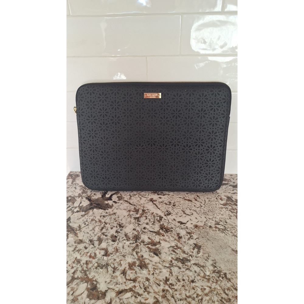 Kate Spade Black Floral Laptop Case Zip Up